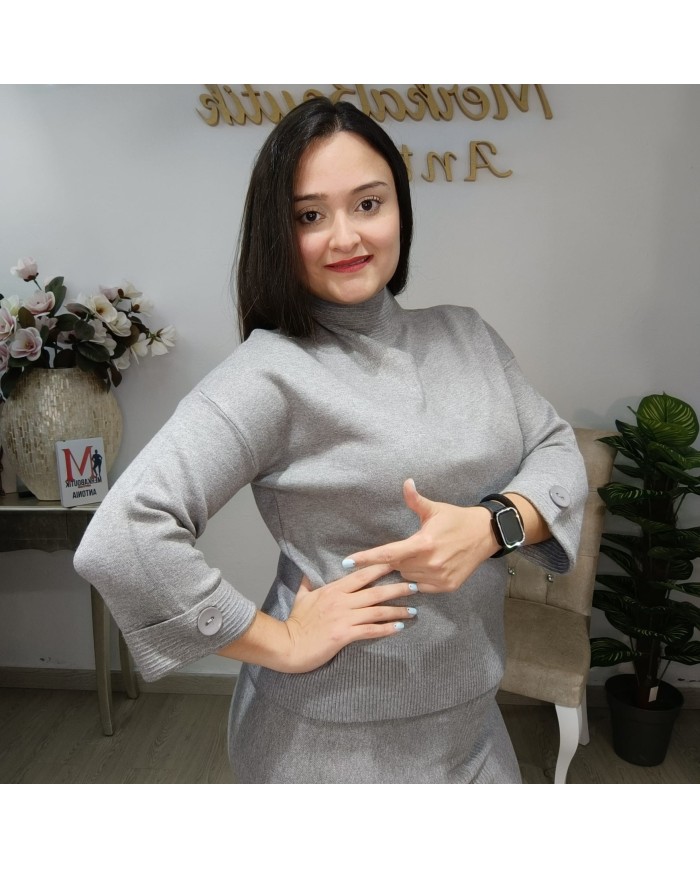 Conjunto Camila Punto - Jersey Cuello Alto y Falda Midi Talla Grande