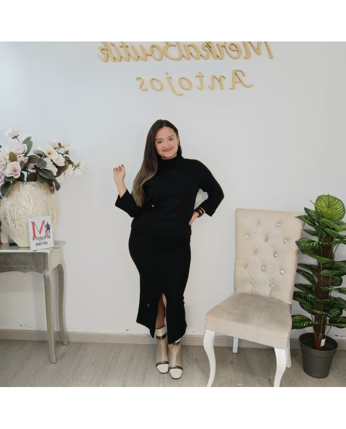 Conjunto Camila Punto - Jersey Cuello Alto y Falda Midi Talla Grande