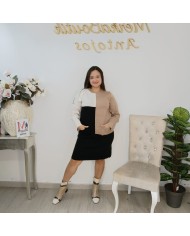 Vestido Mixto Punto Colour Block - Talla Grande Bolsillos