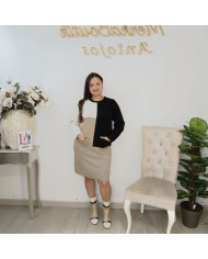 Vestido Mixto Punto Colour Block - Talla Grande Bolsillos