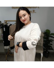 Vestido Maya Punto Bicolor - Talla Grande Contraste Puños