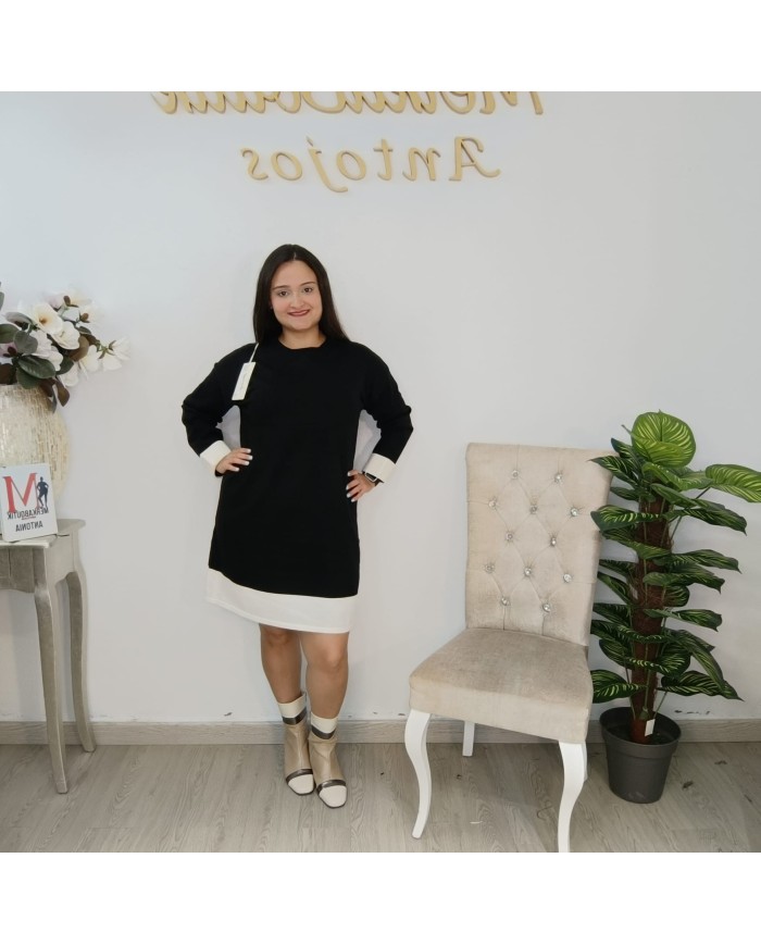 Vestido Maya Punto Bicolor - Talla Grande Contraste Puños