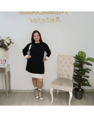 Vestido Maya Punto Bicolor - Talla Grande Contraste Puños