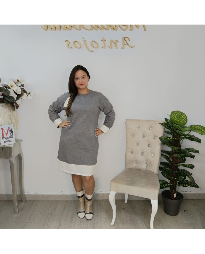 Vestido Maya Punto Bicolor - Talla Grande Contraste Puños