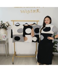 Jersey Corto Punto Círculos - Talla Grande Colour Block