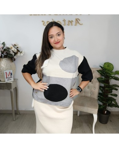 Jersey Corto Punto Círculos - Talla Grande Colour Block