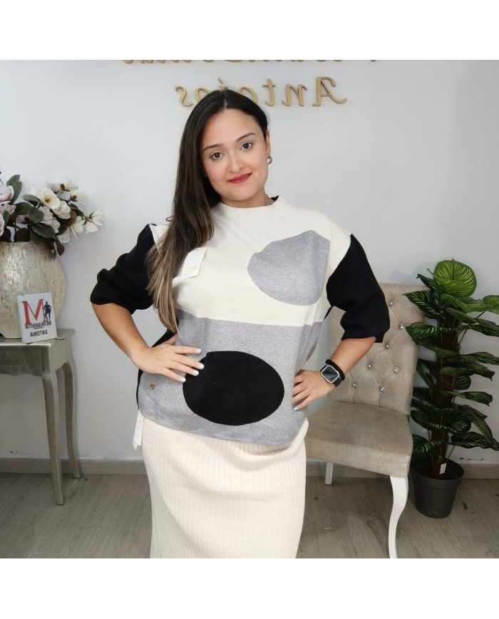 Jersey Corto Punto Círculos - Talla Grande Colour Block