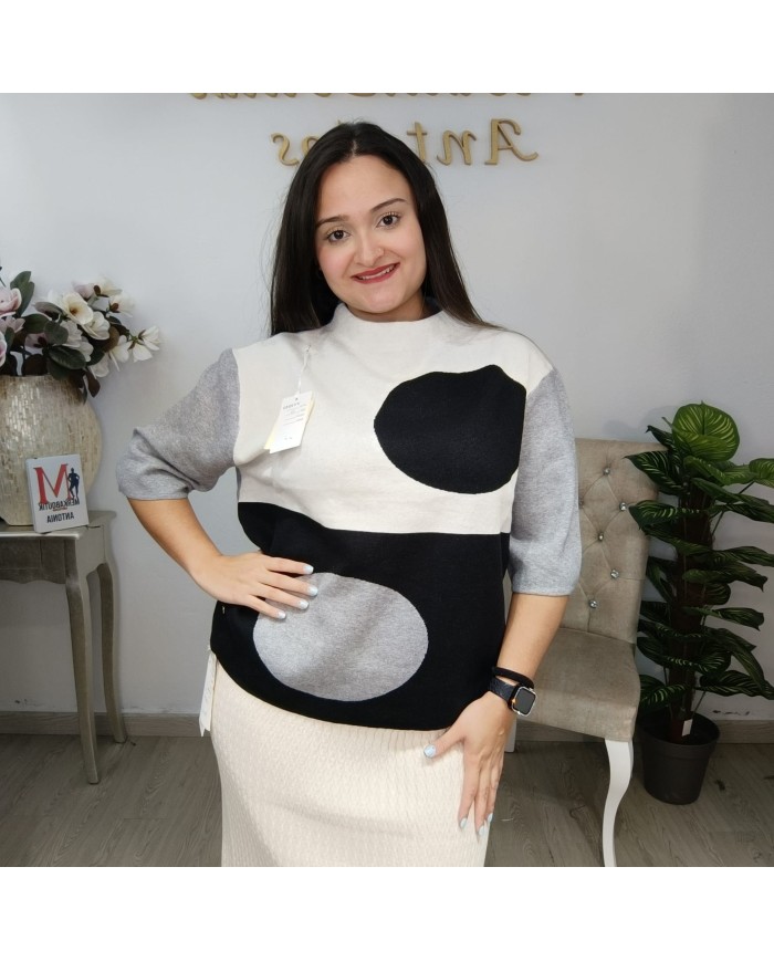 Jersey Corto Punto Círculos - Talla Grande Colour Block