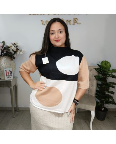 Jersey Corto Punto Círculos - Talla Grande Colour Block