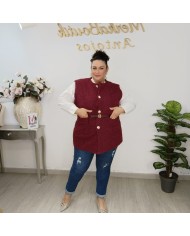 Chaleco Goya de Punto con Botones y Cinturón - Tallas Grandes