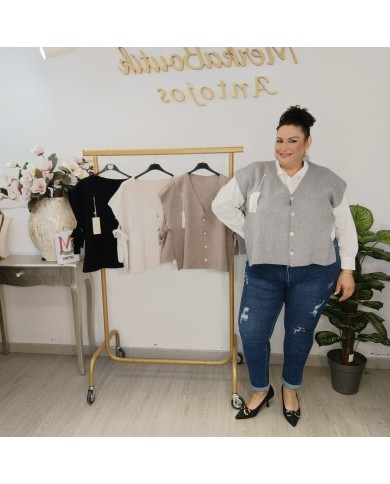 Chaquetilla Lazo - Cárdigan Punto Fino Manga Corta Curvy