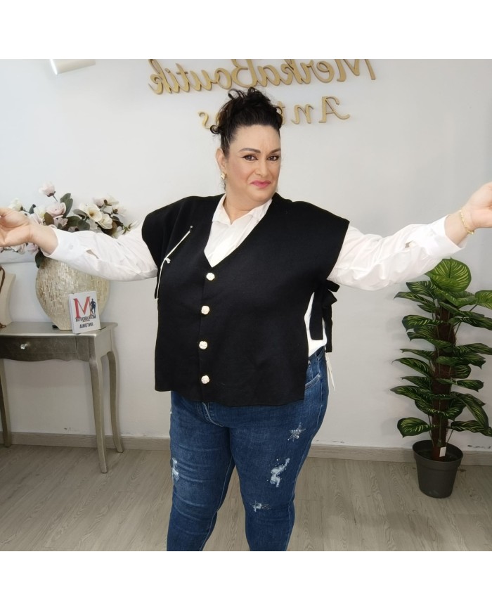 Chaquetilla Lazo - Cárdigan Punto Fino Manga Corta Curvy