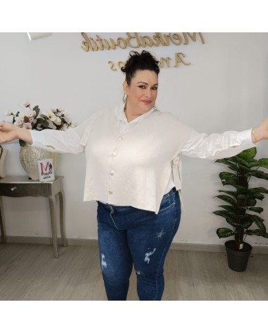 Chaquetilla Lazo - Cárdigan Punto Fino Manga Corta Curvy