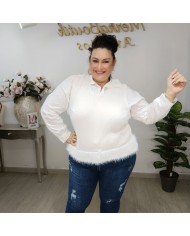 Chaleco Plumas - Jersey Punto Pelo Sintético - Burdeos/Negro