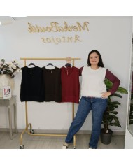 Chaleco Plumas - Jersey Punto Pelo Sintético - Burdeos/Negro