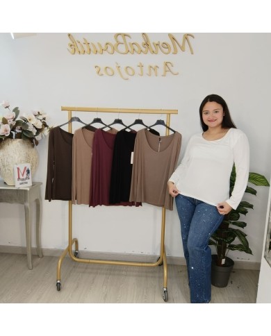 Camiseta Básica Manga Larga Mujer - Fondo de Armario Cómodo Camiseta Básica Manga Larga Mujer - Fondo de Armario Cómodo