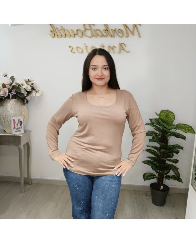 Camiseta Básica Manga Larga Mujer - Fondo de Armario Cómodo Camiseta Básica Manga Larga Mujer - Fondo de Armario Cómodo