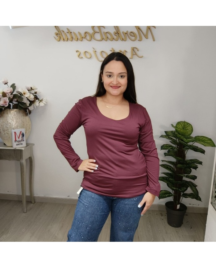 Camiseta Básica Manga Larga Mujer - Fondo de Armario Cómodo