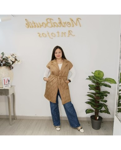 Chaleco Sol Largo Acolchado - Puffer Sastre con Cinturón Chaleco Sol Largo Acolchado - Puffer Sastre con Cinturón