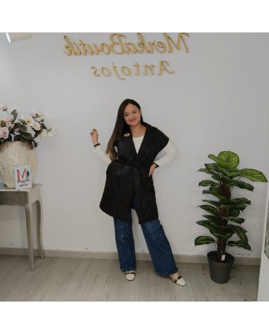 Chaleco Sol Largo Acolchado - Puffer Sastre con Cinturón