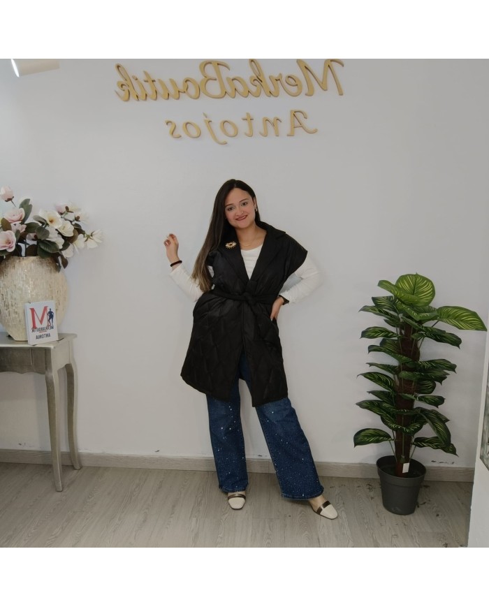 Chaleco Sol Largo Acolchado - Puffer Sastre con Cinturón