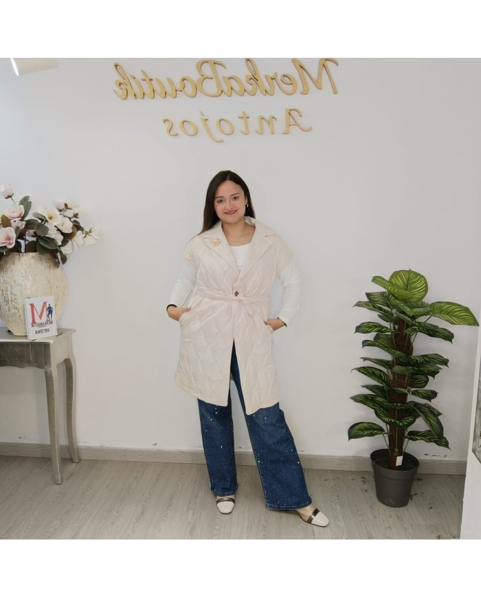 Chaleco Sol Largo Acolchado - Puffer Sastre con Cinturón