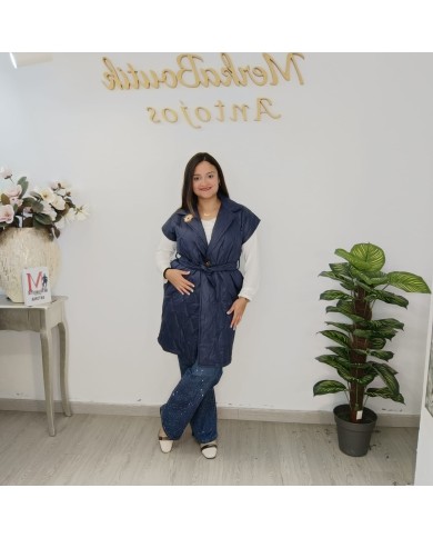 Chaleco Sol Largo Acolchado - Puffer Sastre con Cinturón