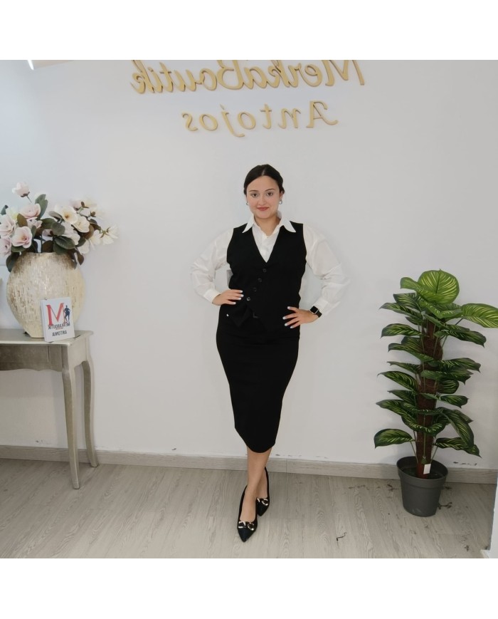 Chaleco Cáceres Largo Punto - Talla Grande Botones y Cinturón Chaleco Cáceres Largo Punto - Talla Grande Botones y Cinturón