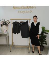 Chaleco Cáceres Largo Punto - Talla Grande Botones y Cinturón Chaleco Cáceres Largo Punto - Talla Grande Botones y Cinturón