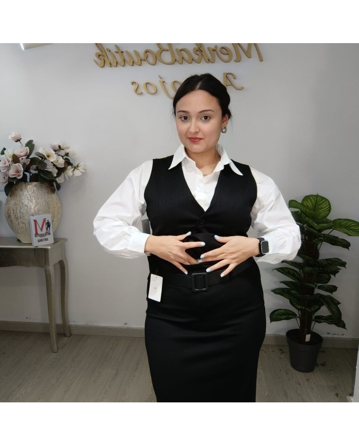 Chaleco Cáceres Largo Punto - Talla Grande Botones y Cinturón Chaleco Cáceres Largo Punto - Talla Grande Botones y Cinturón