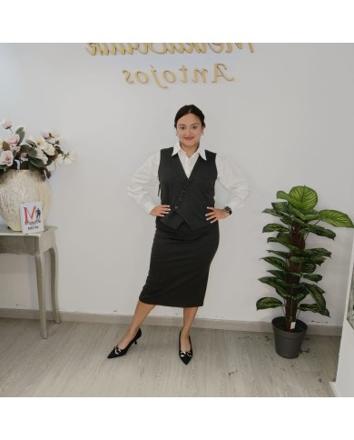 Chaleco Cáceres Largo Punto - Talla Grande Botones y Cinturón