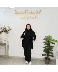 Conjunto 3 Piezas Punto Canalé - Cárdigan Top Pantalón Talla Grande Conjunto 3 Piezas Punto Canalé - Cárdigan Top Pantalón Talla Grande