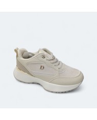 Deportivas Diosa Beige y Oro - Sneakers Plataforma Mujer