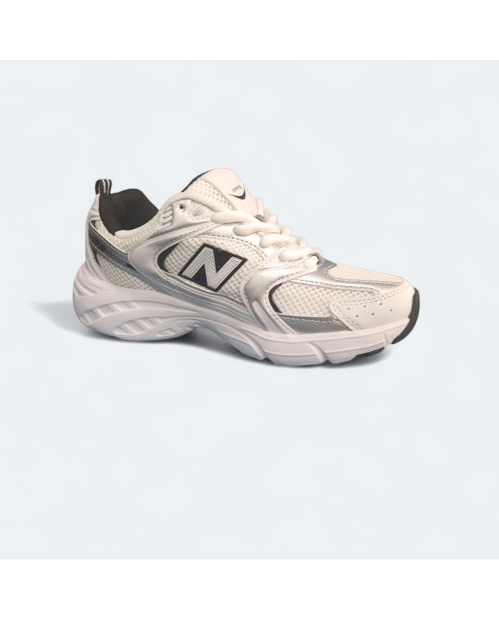 Zapatillas Deportivas New Retro Running Blancas y Plata