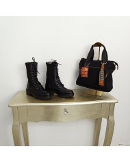 Bota Militar Negra Mujer - Cordones y Suela Track