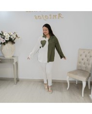 Camisa Bicolor Corazón Mini Elegante | Moda Los Barrios