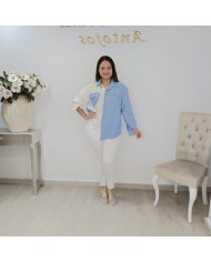 Camisa Bicolor Corazón Mini Elegante | Moda Los Barrios
