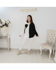 Camisa Bicolor Corazón Mini Elegante | Moda Los Barrios