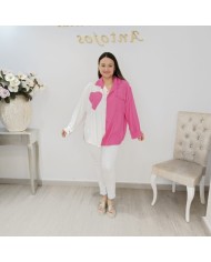 Camisa Bicolor Corazón Mini Elegante | Moda Los Barrios