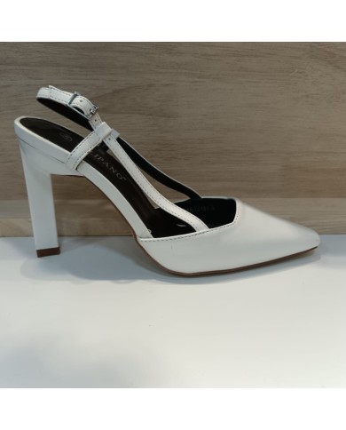 Zapato Ruth Tacón Bloque - Tiras y Puntera Afilada - Blanco Zapato Ruth Tacón Bloque - Tiras y Puntera Afilada - Blanco