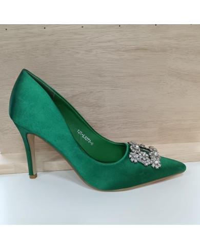 Zapato Topacio Verde - Tacón Aguja Pedrería - Salón Fiesta Zapato Topacio Verde - Tacón Aguja Pedrería - Salón Fiesta