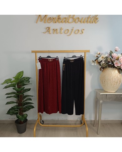 Pantalón Brillo París - Palazzo Fiesta - Cintura Lazo - Varios Colores