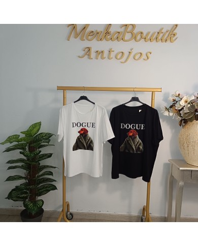 Camiseta Dogue Oversize - Estampado Perro Moda - Negro y Blanco Camiseta Dogue Oversize - Estampado Perro Moda - Negro y Blanco