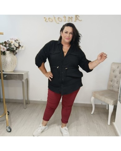 Camisa Linda Cuello Solapa y Corte Recto | Moda Femenina