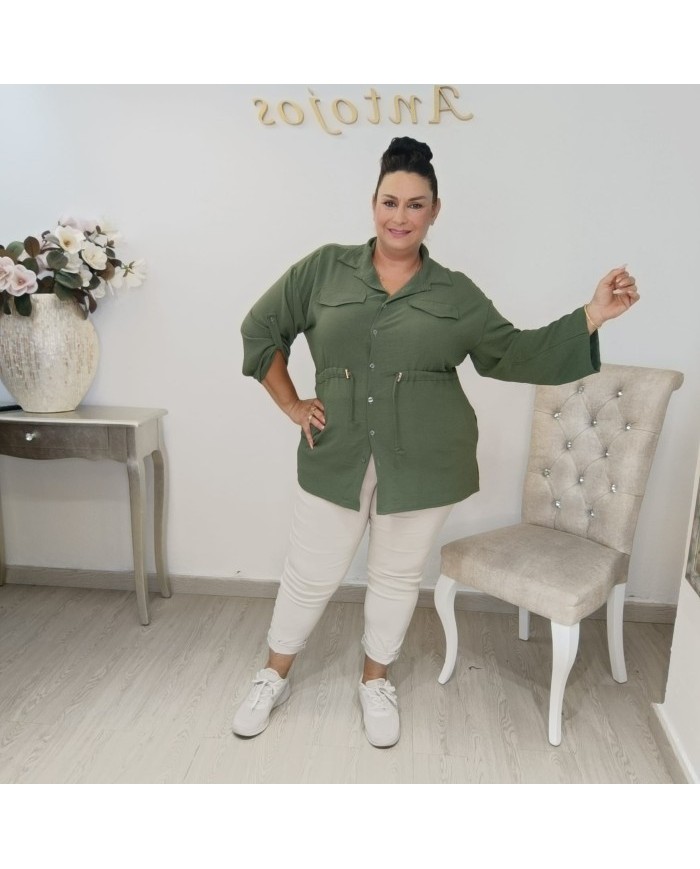 Camisa Linda Cuello Solapa y Corte Recto | Moda Femenina