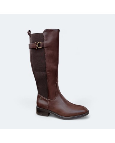 Bota Estrella Larga Clásica - Marrón - Estilo Ecuestre y Hebilla