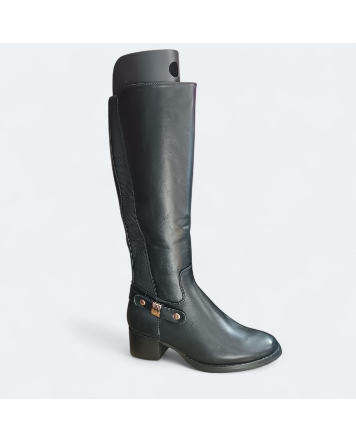 Bota Luna Negra Caña Alta - Hebilla Dorada - Ecuestre