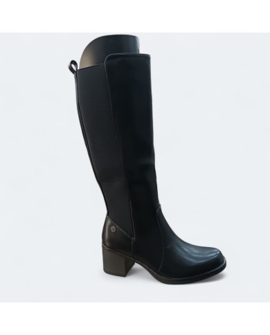 Bota Sol Negra - Caña Alta Tacón Bloque - Ajustable y Cómoda Bota Sol Negra - Caña Alta Tacón Bloque - Ajustable y Cómoda