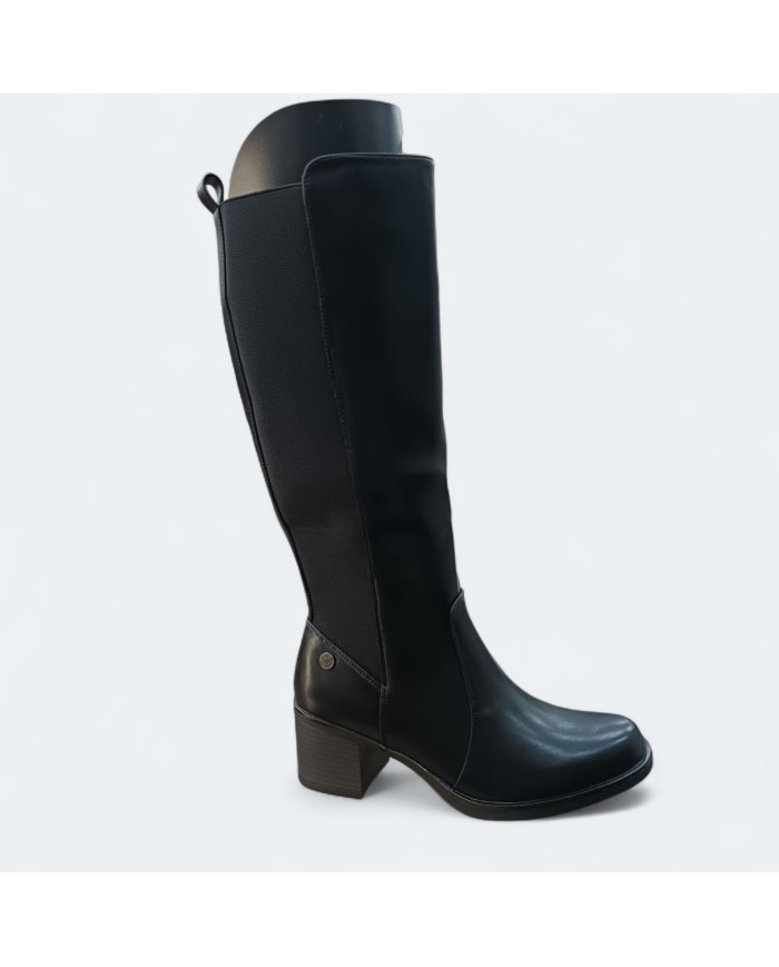 Bota Sol Negra - Caña Alta Tacón Bloque - Ajustable y Cómoda