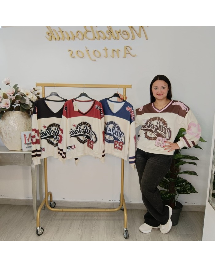 Sudadera California Estilo Vintage Universitario | Oversize Color Block